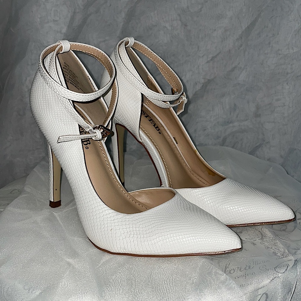 White Audri Heels [JustFab]. Size: 6.5 US